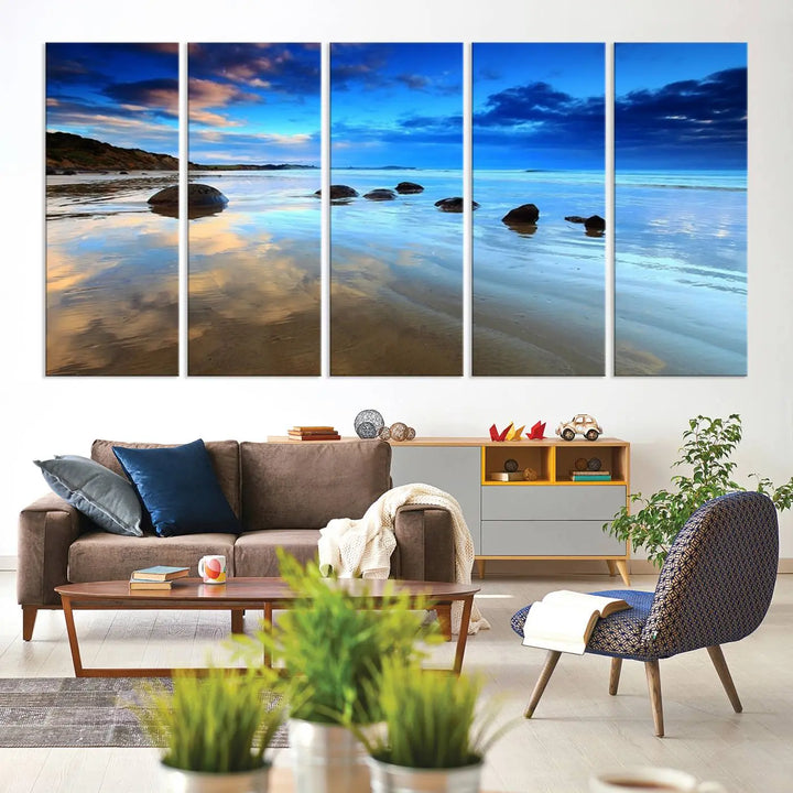 Wonderful Beach Landscape with Mountain Canvas Print 