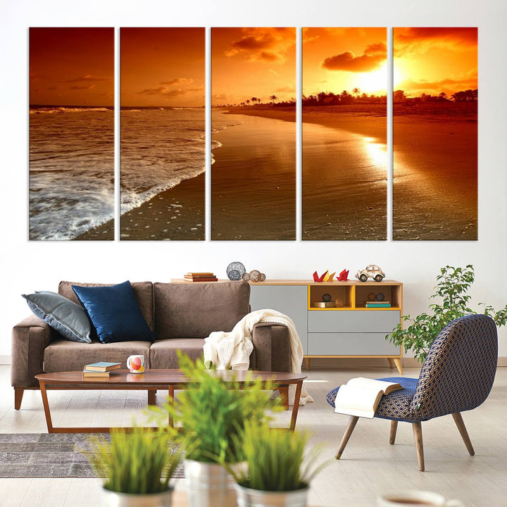 Wall Art Beautiful Beach Landscape at Sunset in Tropical Island Canvas Print