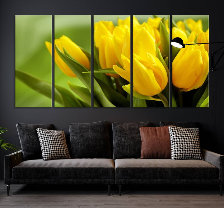 Art mural tulipes jaunes Impression sur toile