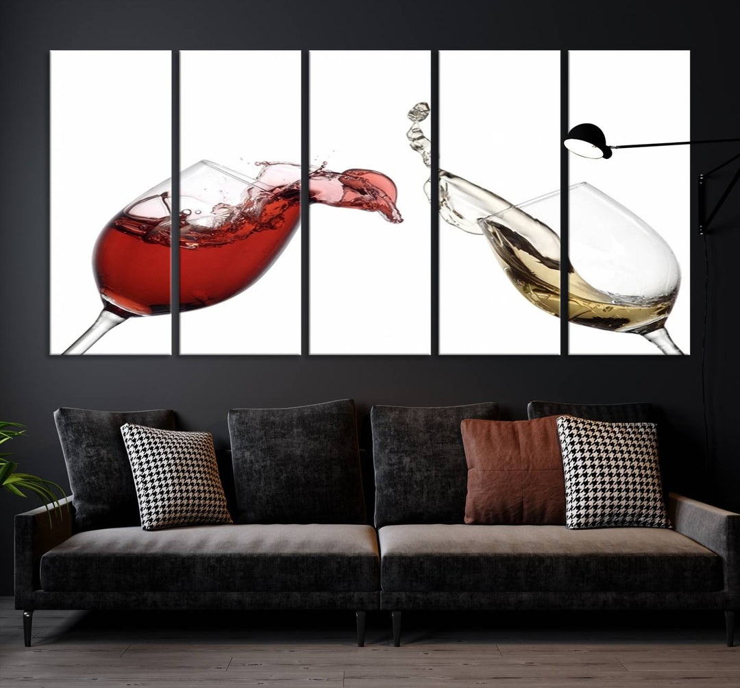 Red and White Wine in Glass Canvas Print