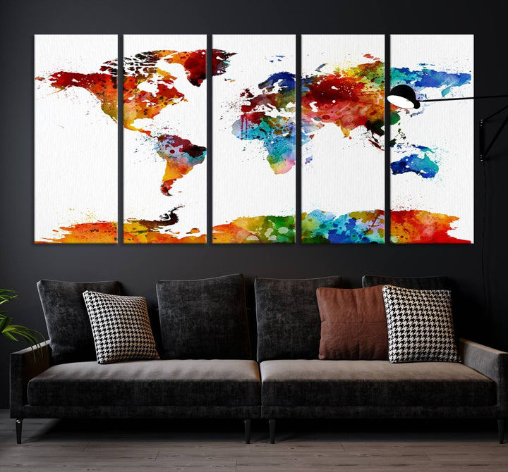 Watercolor World Map Canvas Print