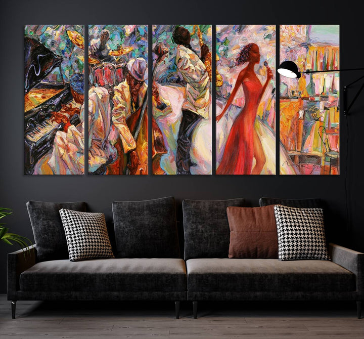 Art mural abstrait de musicien de jazz afro-américain Impression sur toile