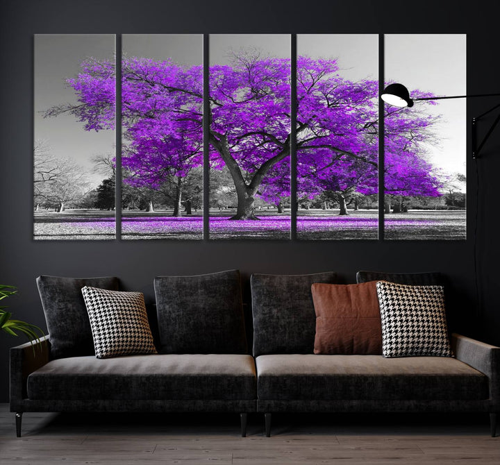 Art mural grand arbre violet Impression sur toile