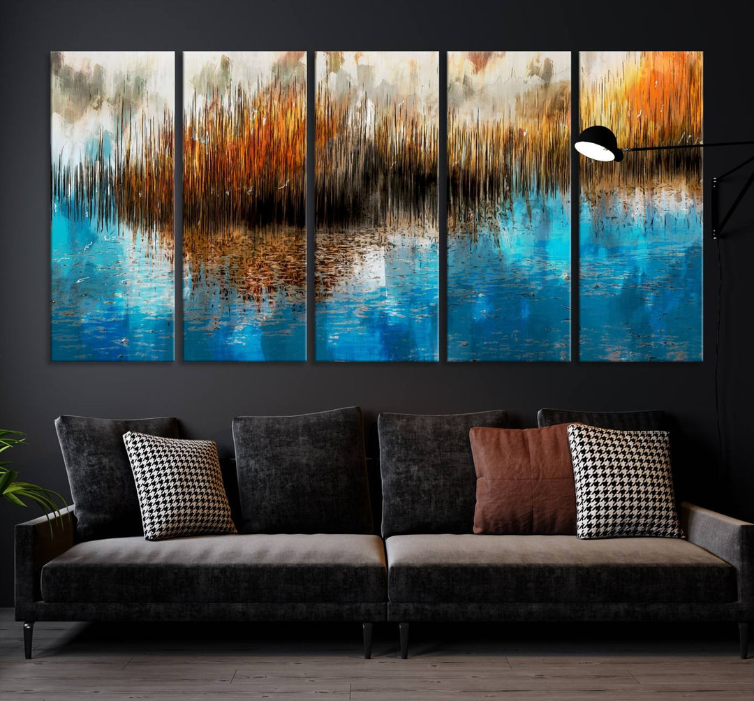 Restful Landscape Art Abstract Lake Canvas Print Wall Art