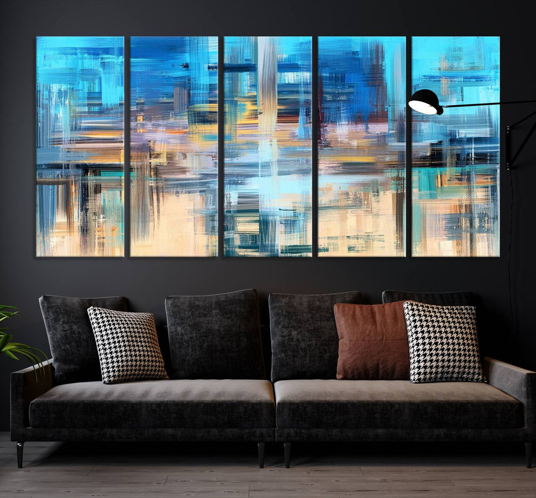 Contemporary Work of Art Blue Abstract Canvas Painting Wall Art Canvas Print