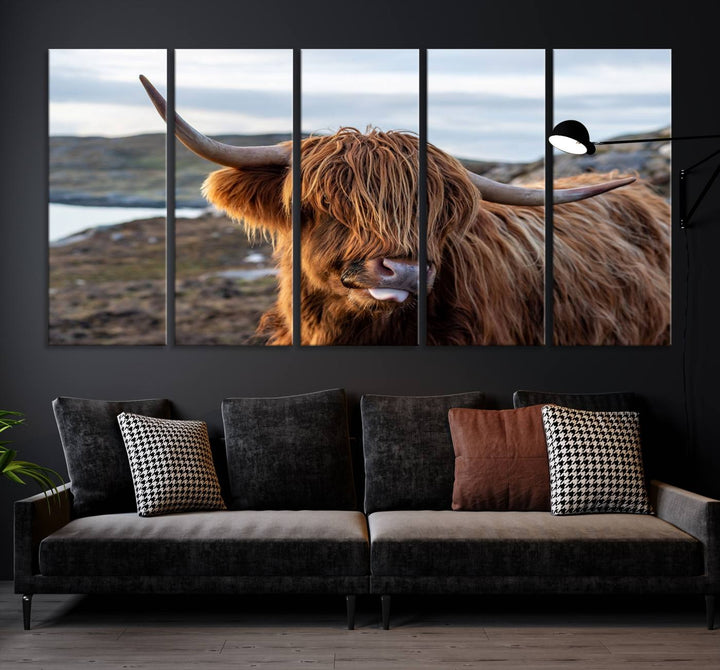 Cuddly Highland Cow Canvas Photo Wall Art Print Highlands Art Cute Animal Wall Art