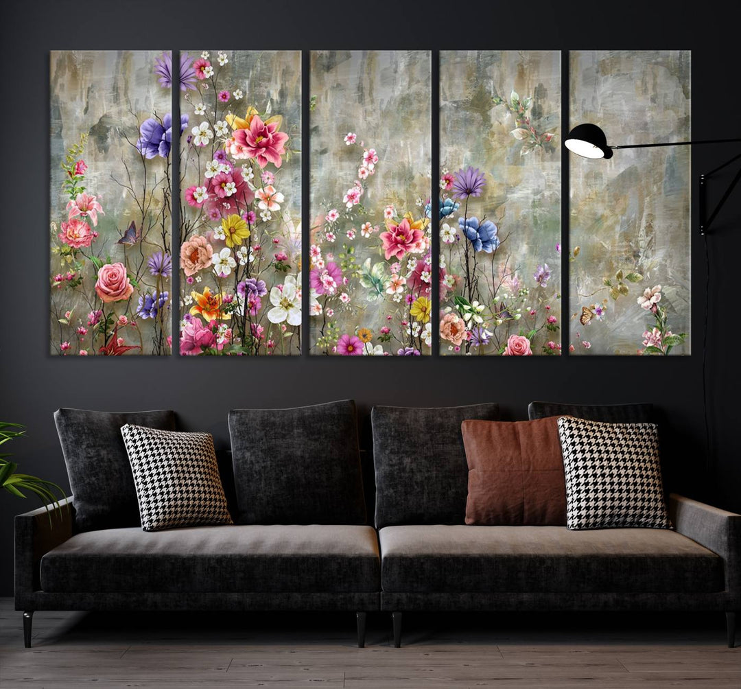 Pintura de flores acogedoras sobre lienzo Arte de pared extra grande Impresión de lienzo floral