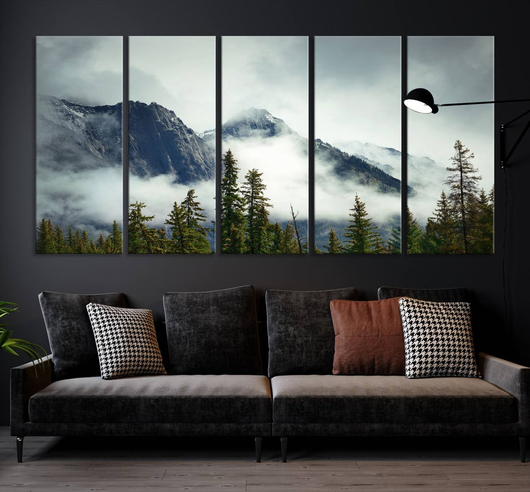 Misty Mountain Forest Wall Art Canvas Print