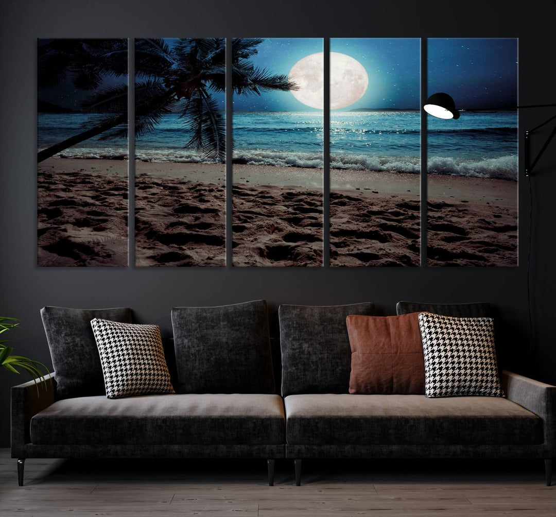 Moonglade Coastal Palm Tree Wall Art Canvas Print