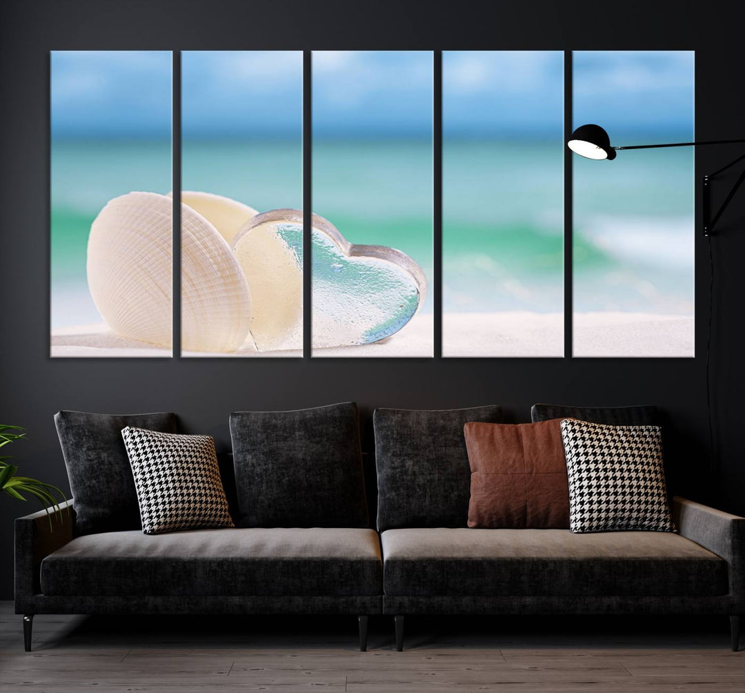 Impression sur toile d'art mural de coquillage d'amour de plage