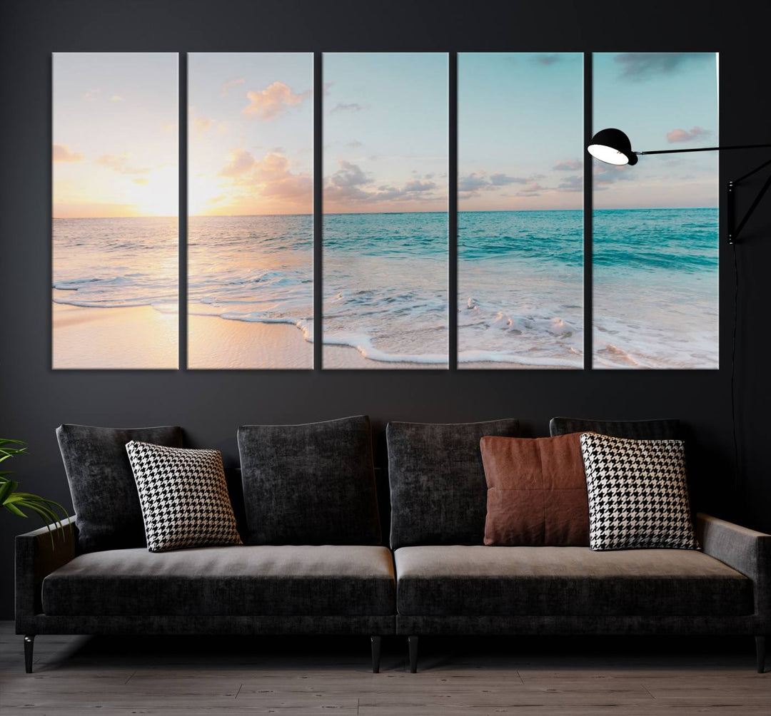 Arte de la pared de Sunset Beach Art Ocean Vibes Lienzo