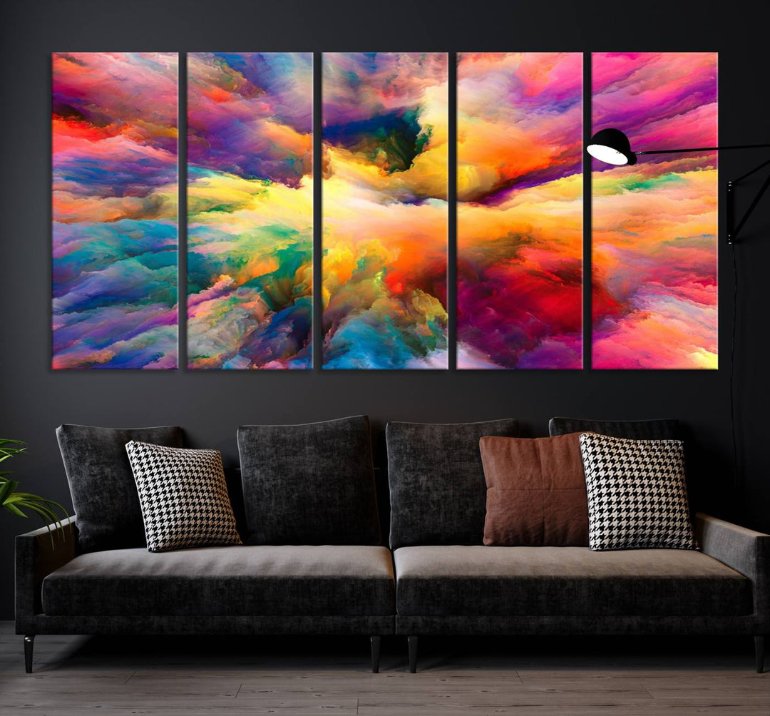 Art mural en forme de nuage de couleurs vibrantes flamboyantes Impression sur toile