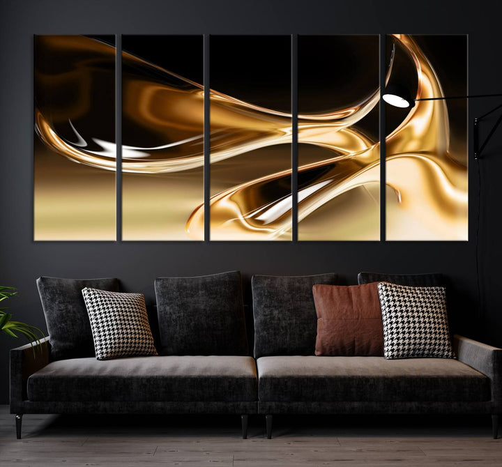 Liquid Glittered Luxury Gold Canvas Wall Art Print