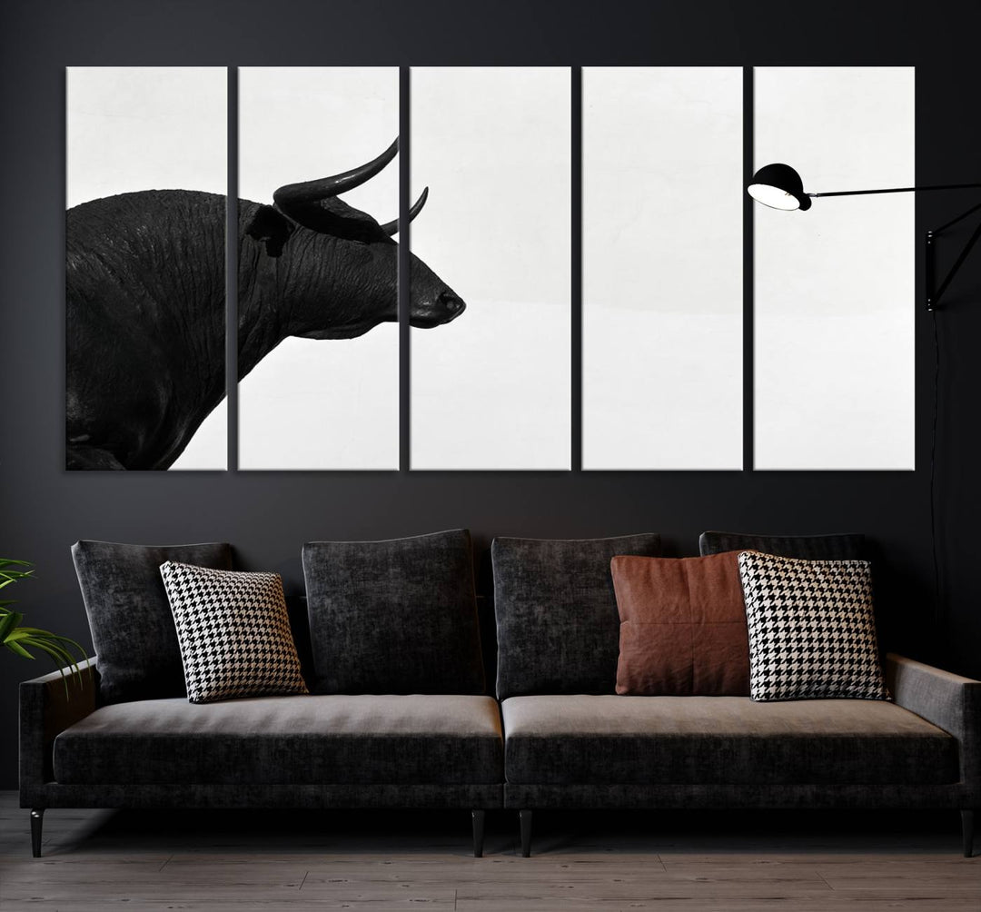 The Spanish Bull Wall Art Canvas Print is crafted on museum-quality canvases and is coated with UV-protective layers for lasting brilliance. It comes ready to hang, effortlessly enhancing your living space.