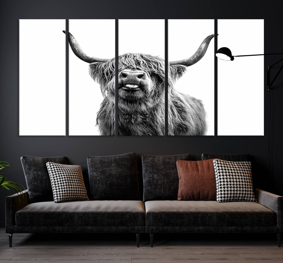 Fanny Scottish Highland Cow Cattle Art Print Farmhouse Wall Art Canvas Print