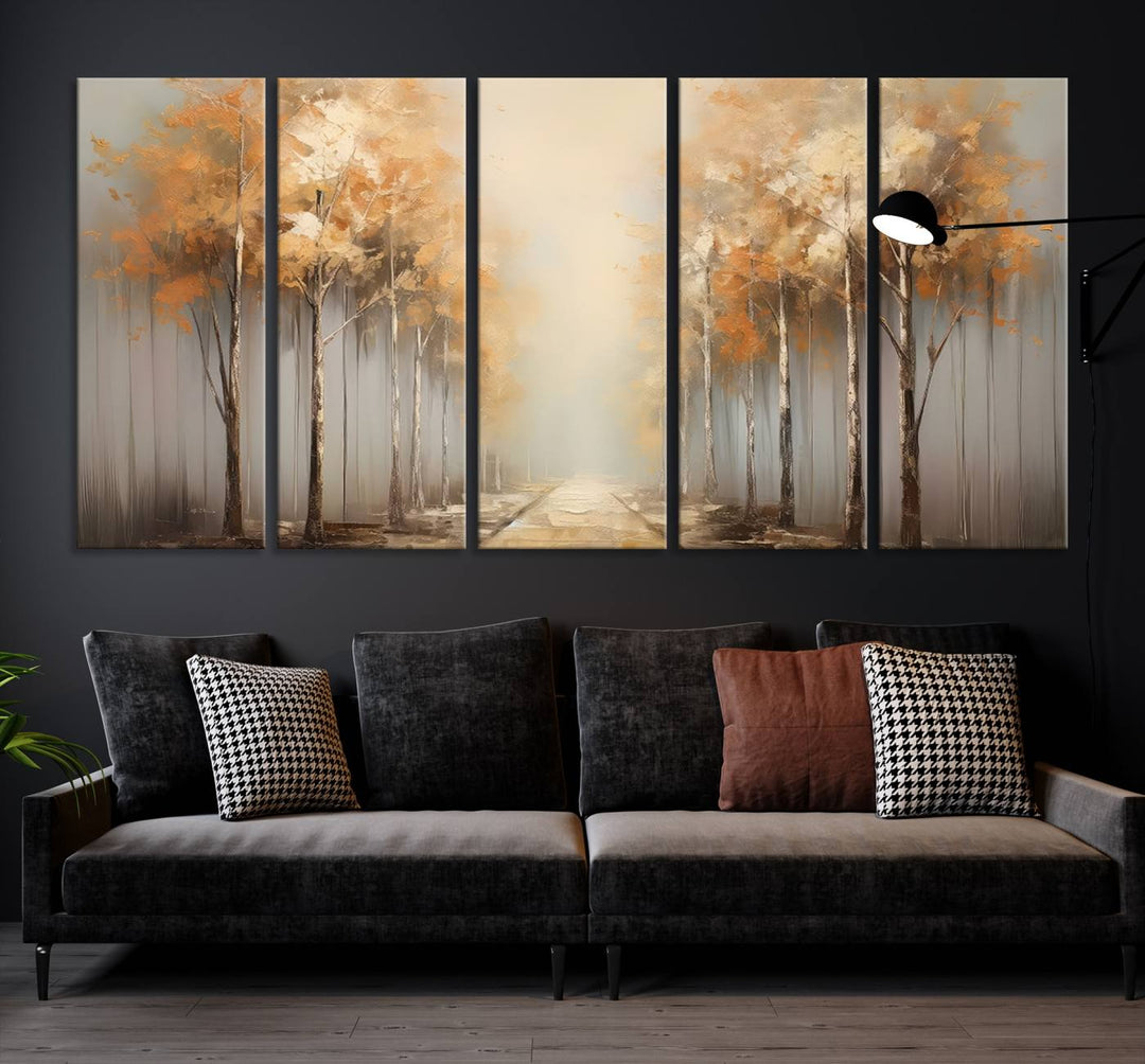 Autumn Forest Path Wall Art | Large Canvas Print for Living Room, Bedroom, or Office Decor | Forest Wall Art, 3 Panel Wall Art