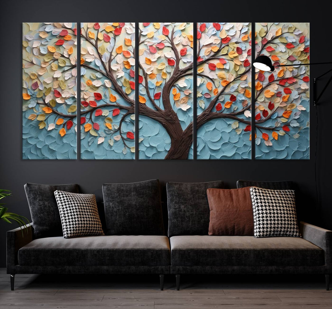 Abstract Tree and Leaf Wall Art Canvas Print