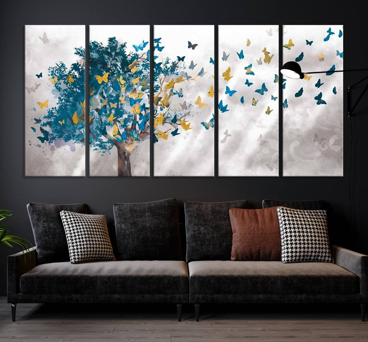 Tree Butterfly Abstract Tree and Butterfly Wall Art Canvas Print