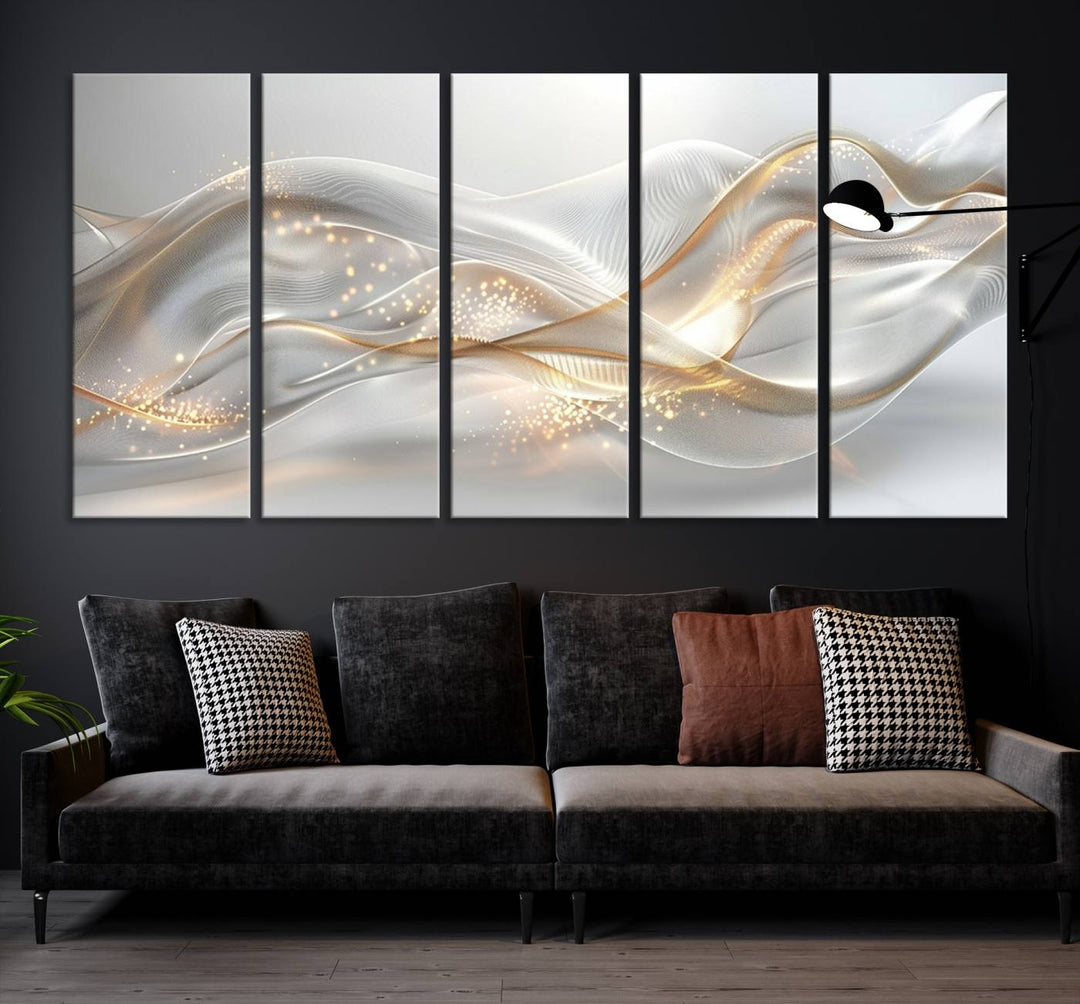 Abstract art Grey and Gold Lines Wall Art