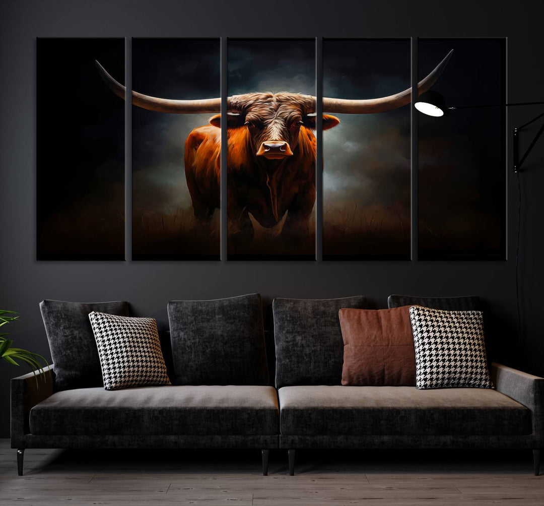 Longhorn Bull Wall Art Canvas Set – Bold Western Elegance for Rustic Home Décor