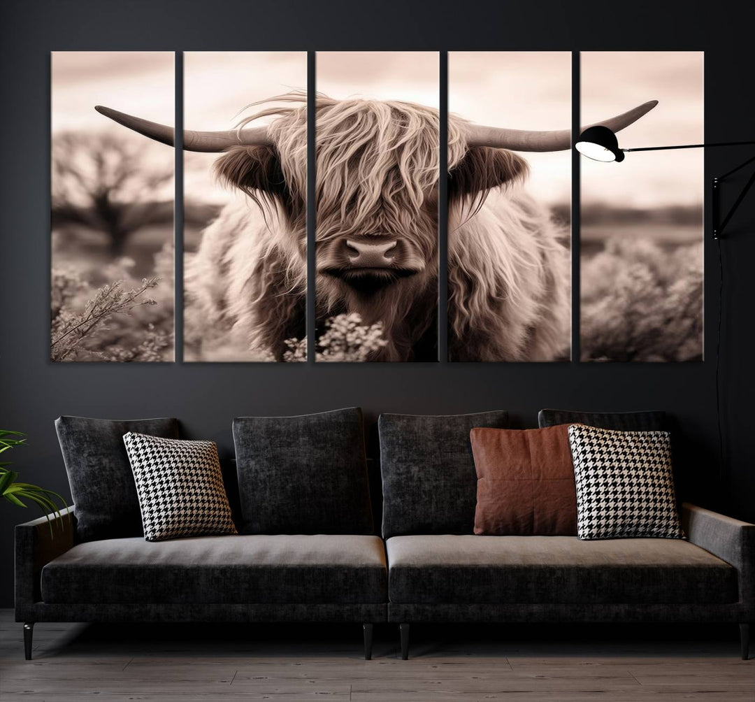 Scottish Cow Longhorn Wall Art Canvas Print.