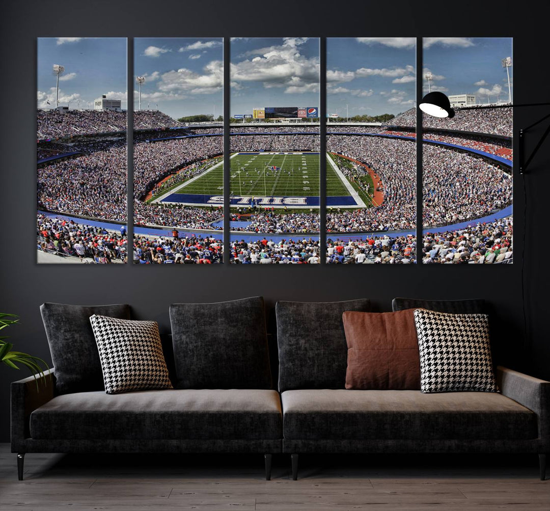 Buffalo Bills Football Team Print - Highmark Stadium Wall Art Canvas Print - Bills Stadium Game Day Triple Canvas Wall Art - Buffalo Bills NFL Match