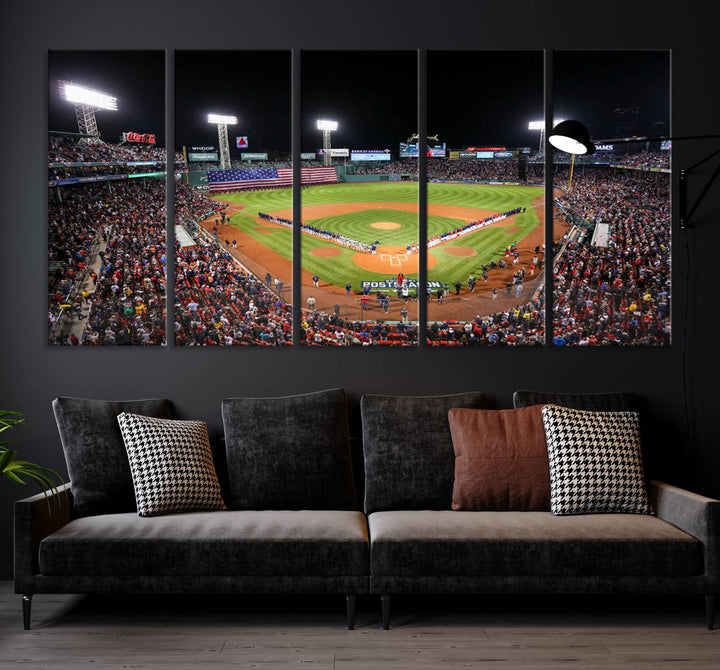 Fenway Park Postseason Triple Canvas Wall Art - Boston Red Sox Historic Game