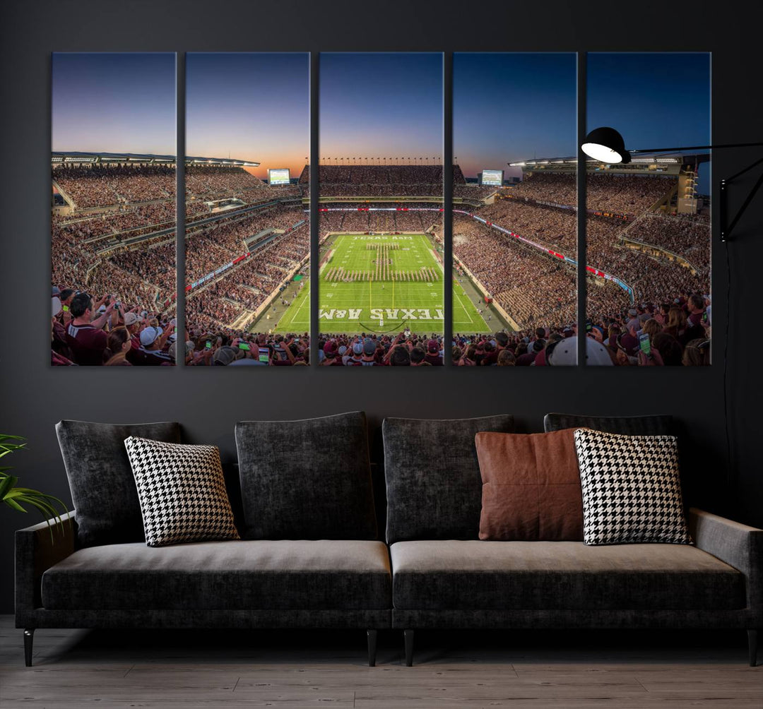 Texas A&M University Aggies Football Team Print - College Station Kyle Field Stadium Wall Art Canvas Print