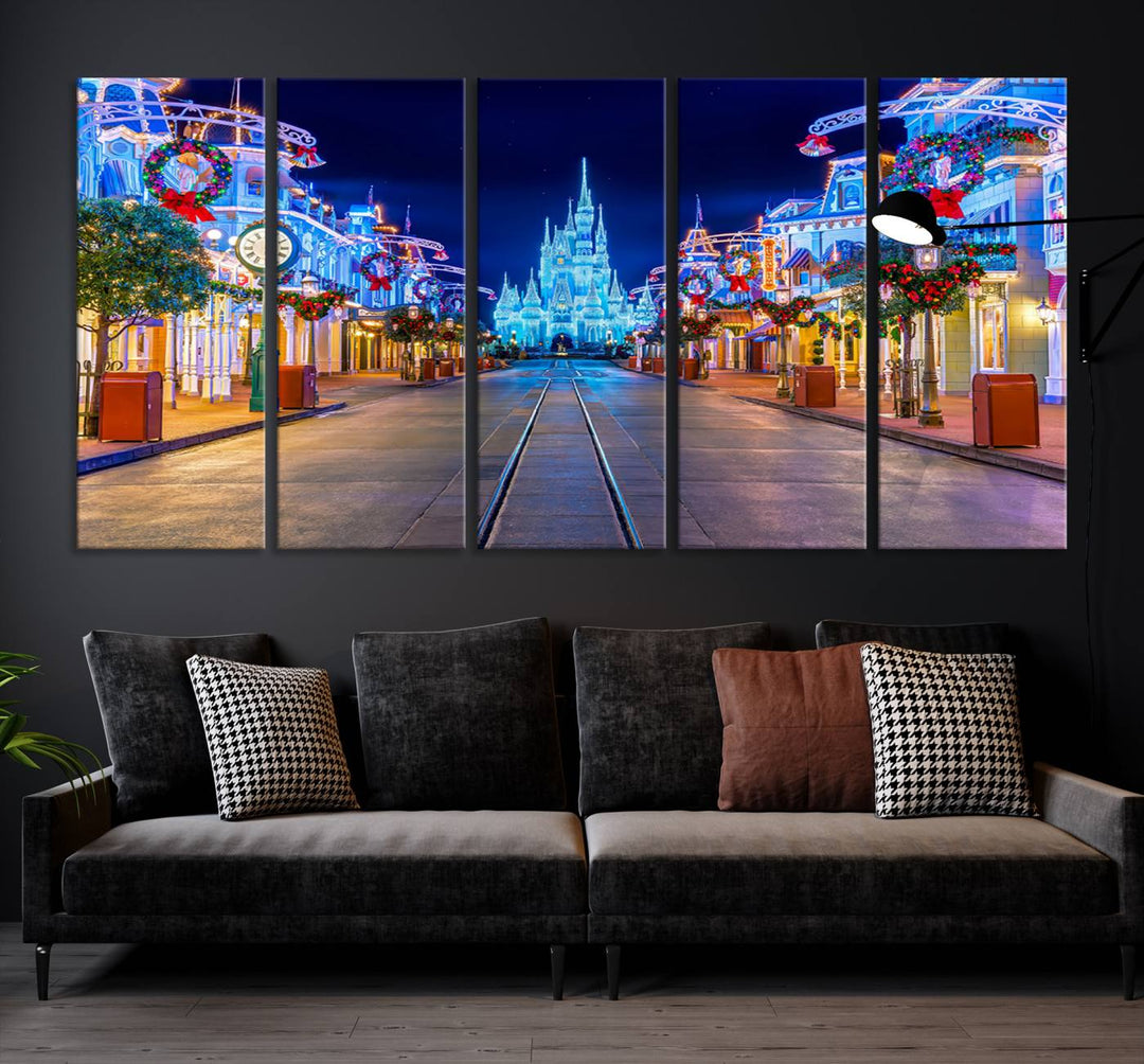 Castle Large Wall Art Disney Magic Kingdom Kids Room Decoration Disney World Christmas Home Decor Child gift - Framed Giclee and Ready to Hang