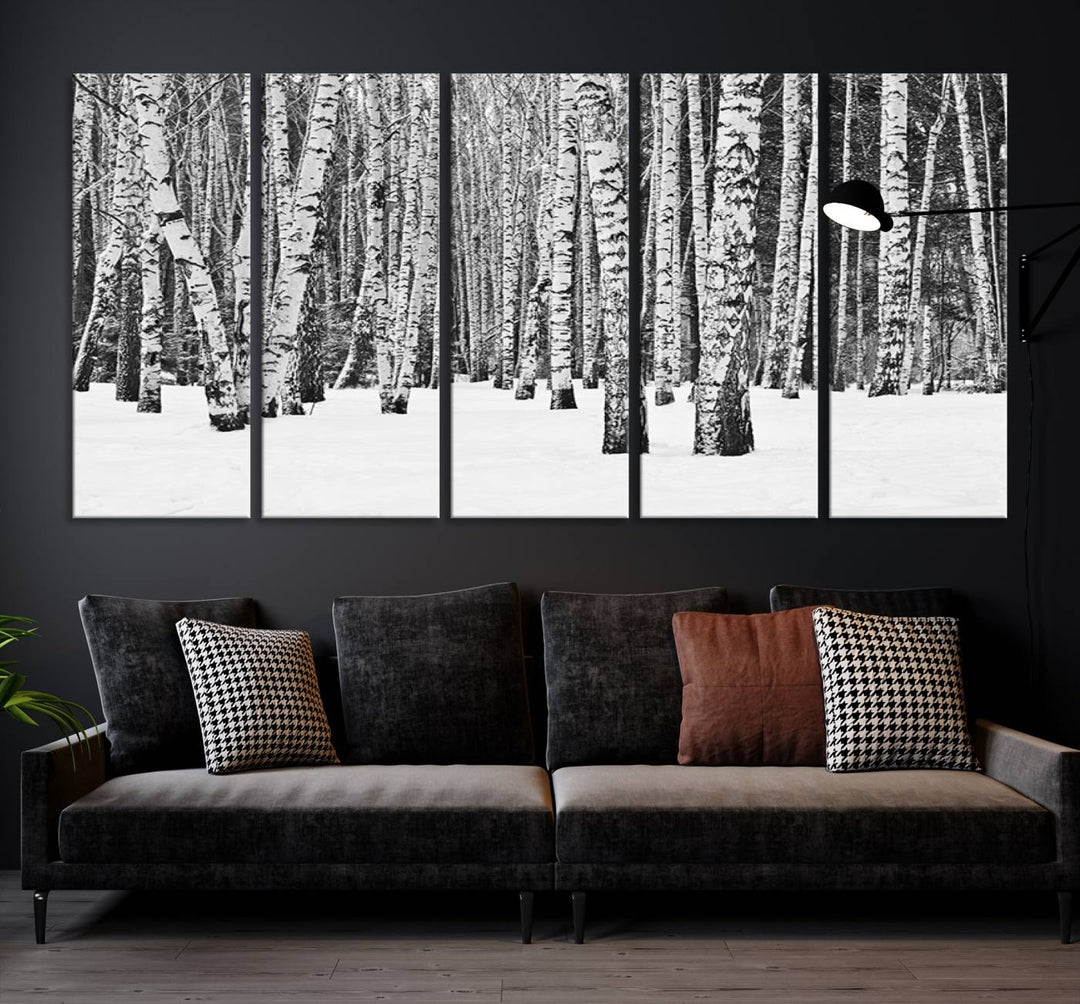 Wall Art Landscape Canvas Print Forest in Winter with Snowy Ground and Trees