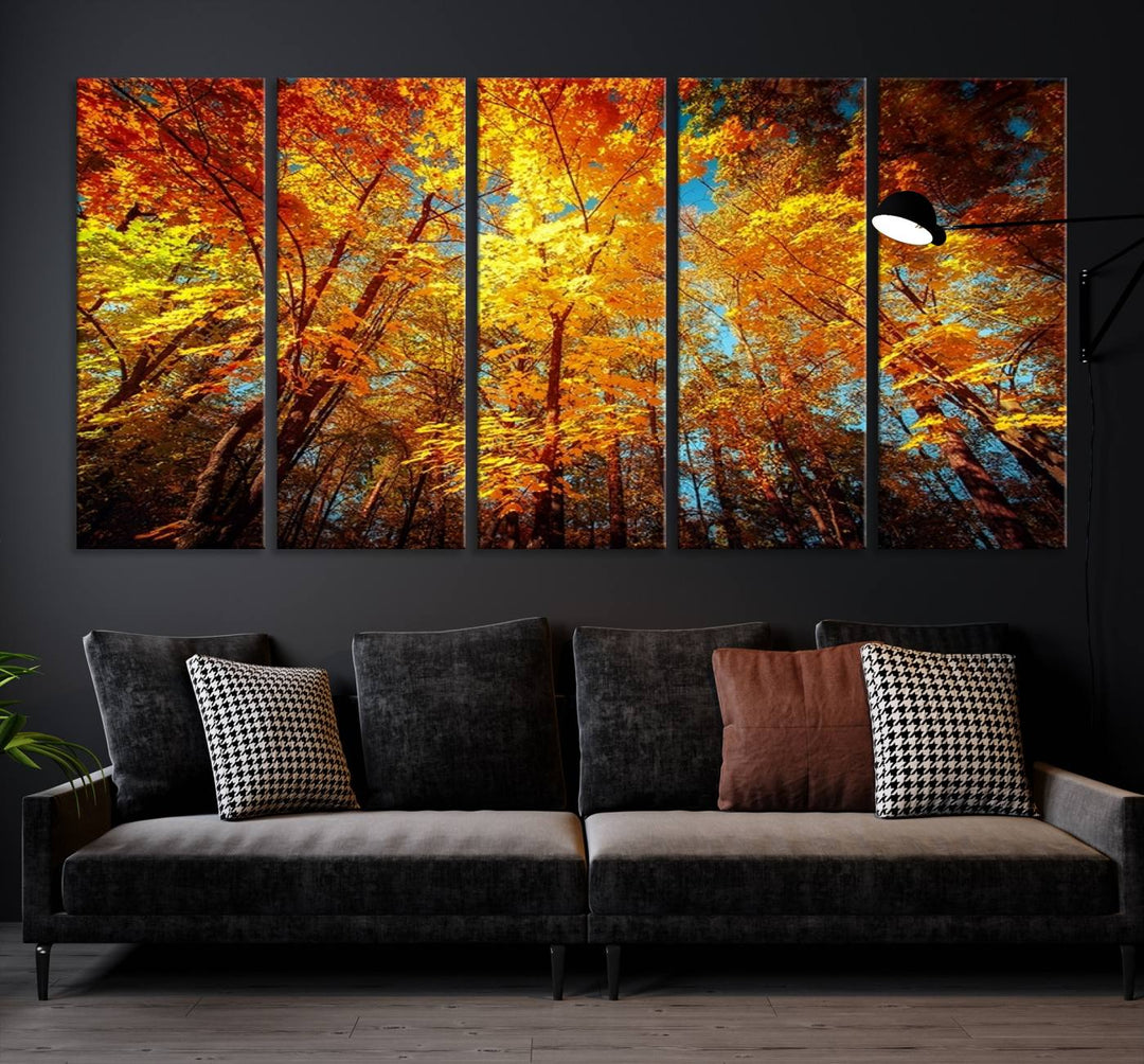 Forest View at Fall Wall Art Autumn Colors Landscape Canvas Print