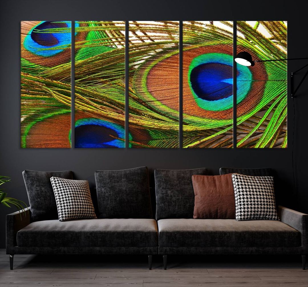 Wall Art Animal Canvas Print Triple Eyed Peacock Wing