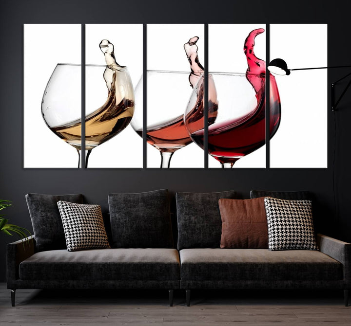 49896 - Lienzo decorativo para pared grande con vino abstracto en copas