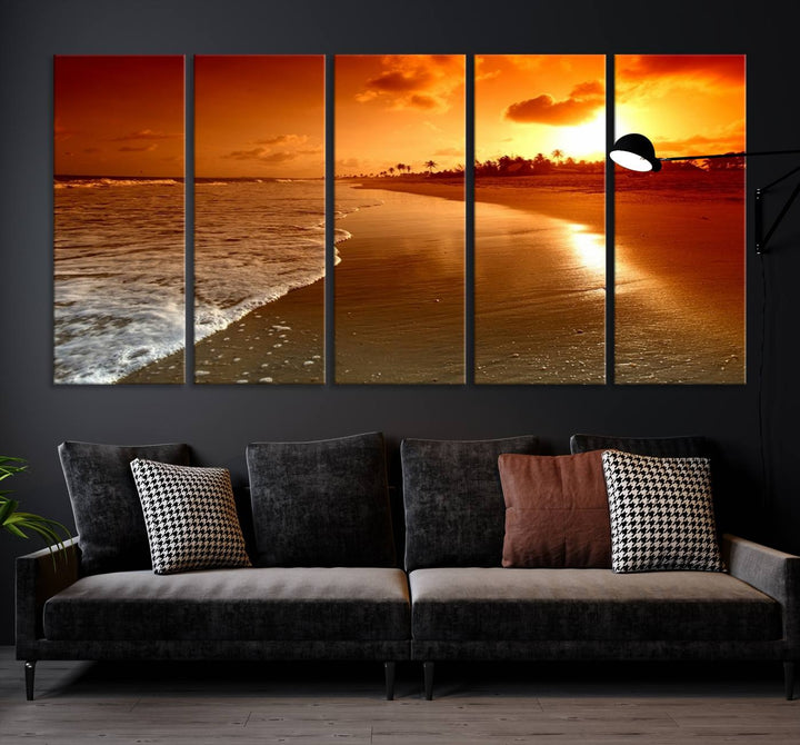 Wall Art Beautiful Beach Landscape at Sunset in Tropical Island Canvas Print