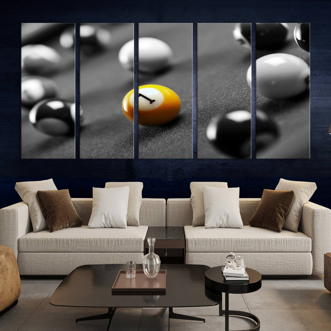 Black and White Concept Billiard Balls Canvas Print