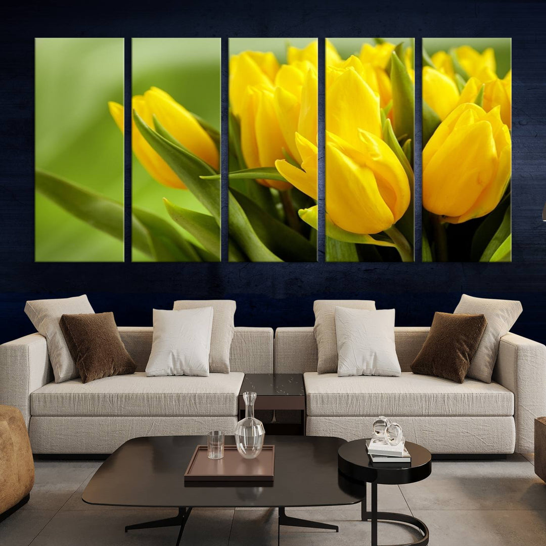 Art mural tulipes jaunes Impression sur toile