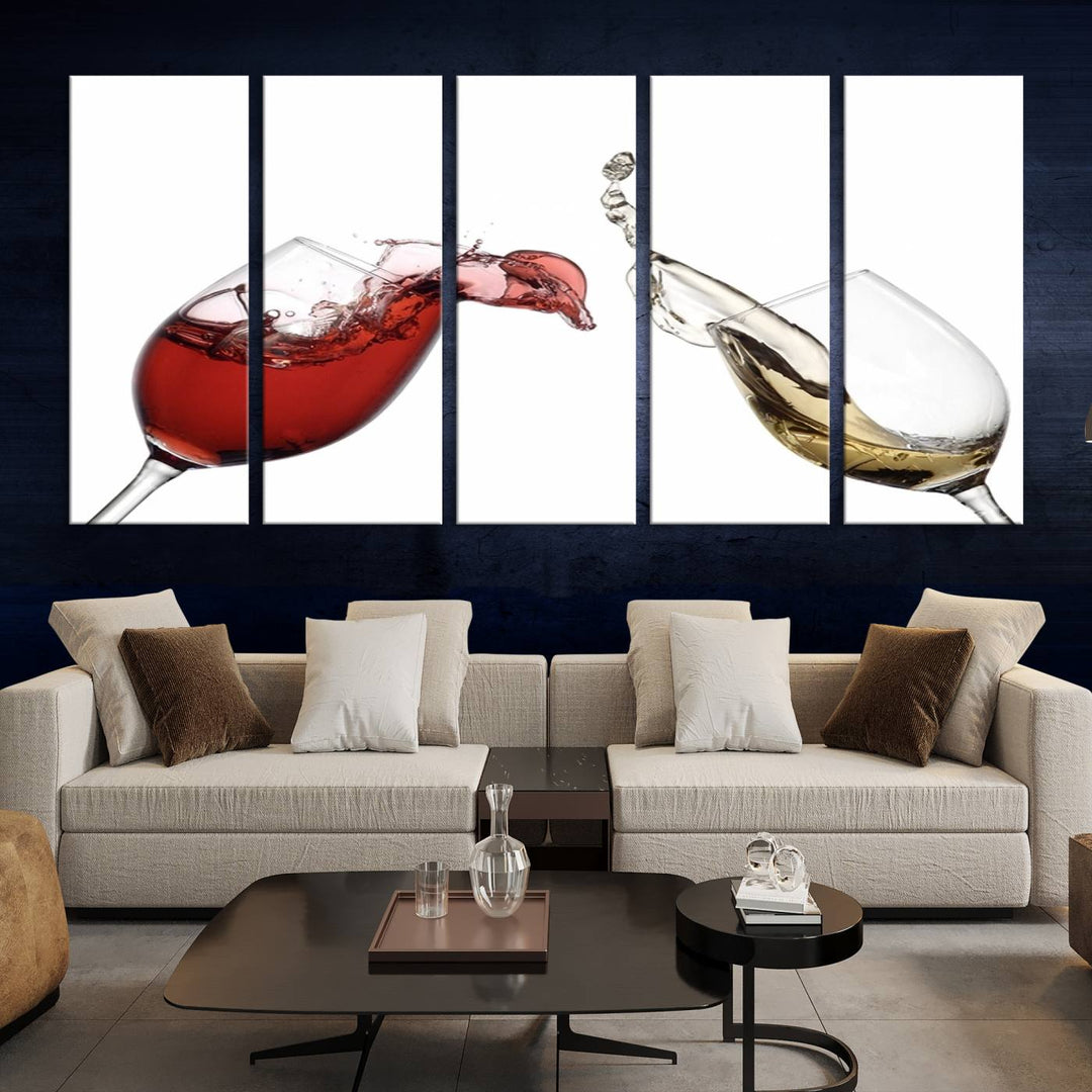 Red and White Wine in Glass Canvas Print