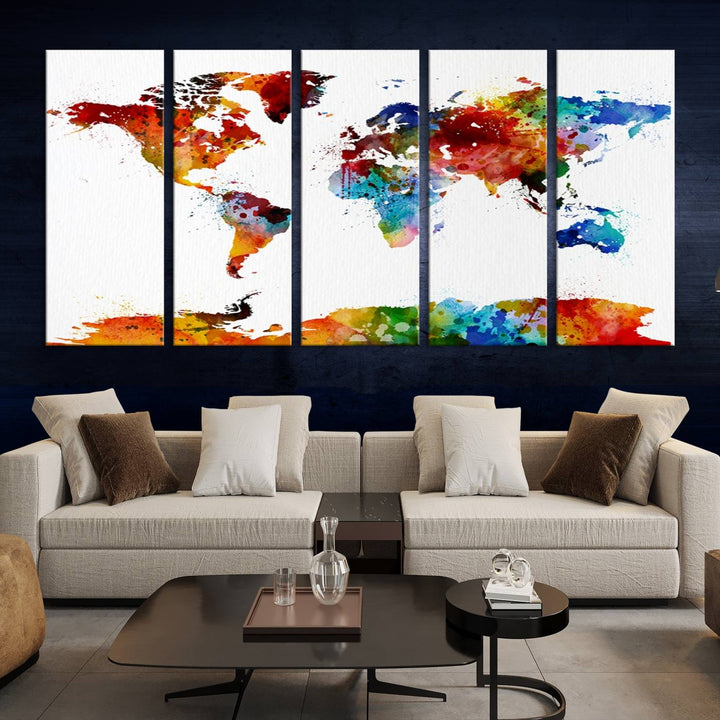 Watercolor World Map Canvas Print