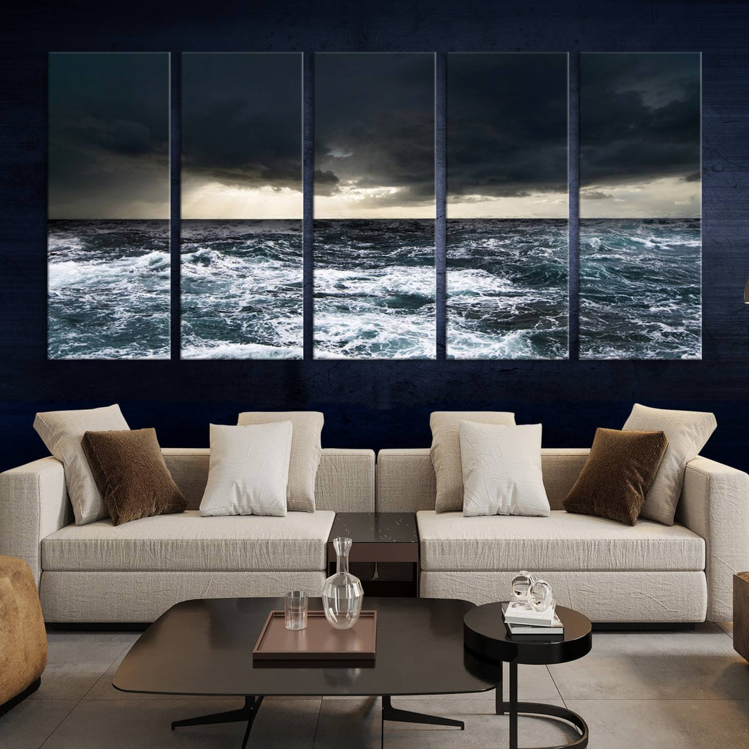 Ocean and Storm Canvas Art Print Hanging Great Print Ocean and