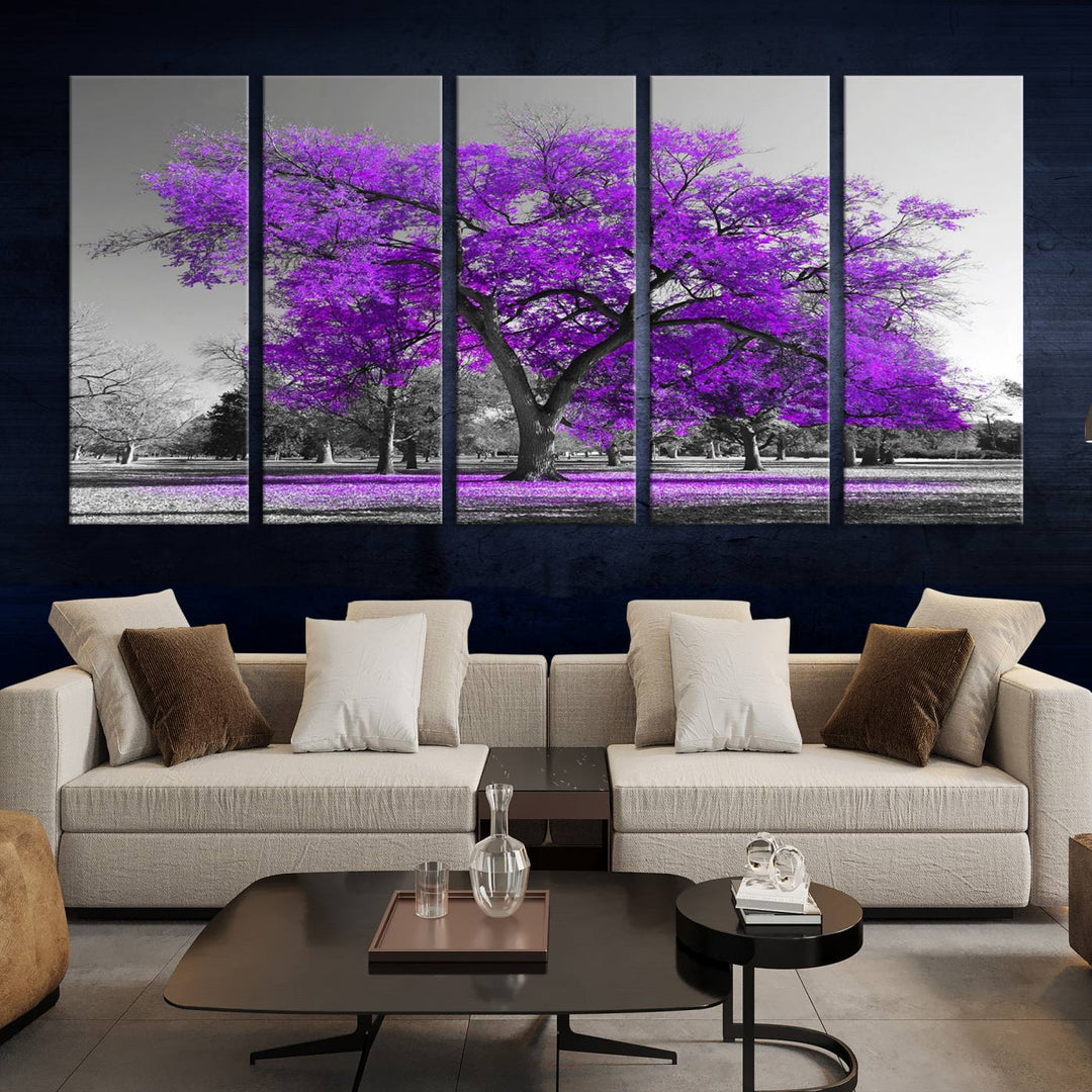 Art mural grand arbre violet Impression sur toile