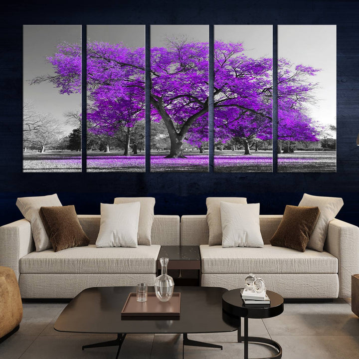 Art mural grand arbre violet Impression sur toile