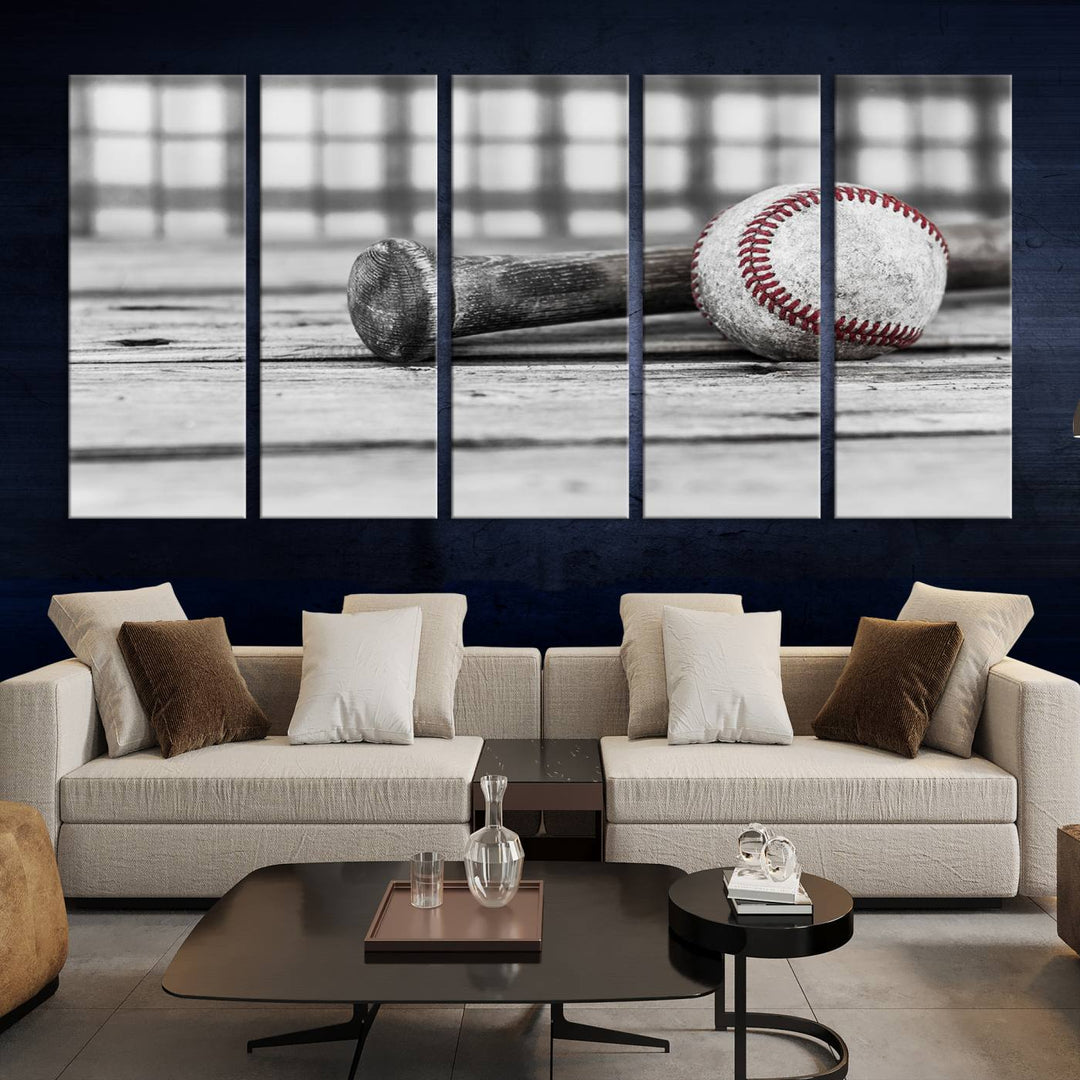 Impression d'art mural sur toile de baseball vintage