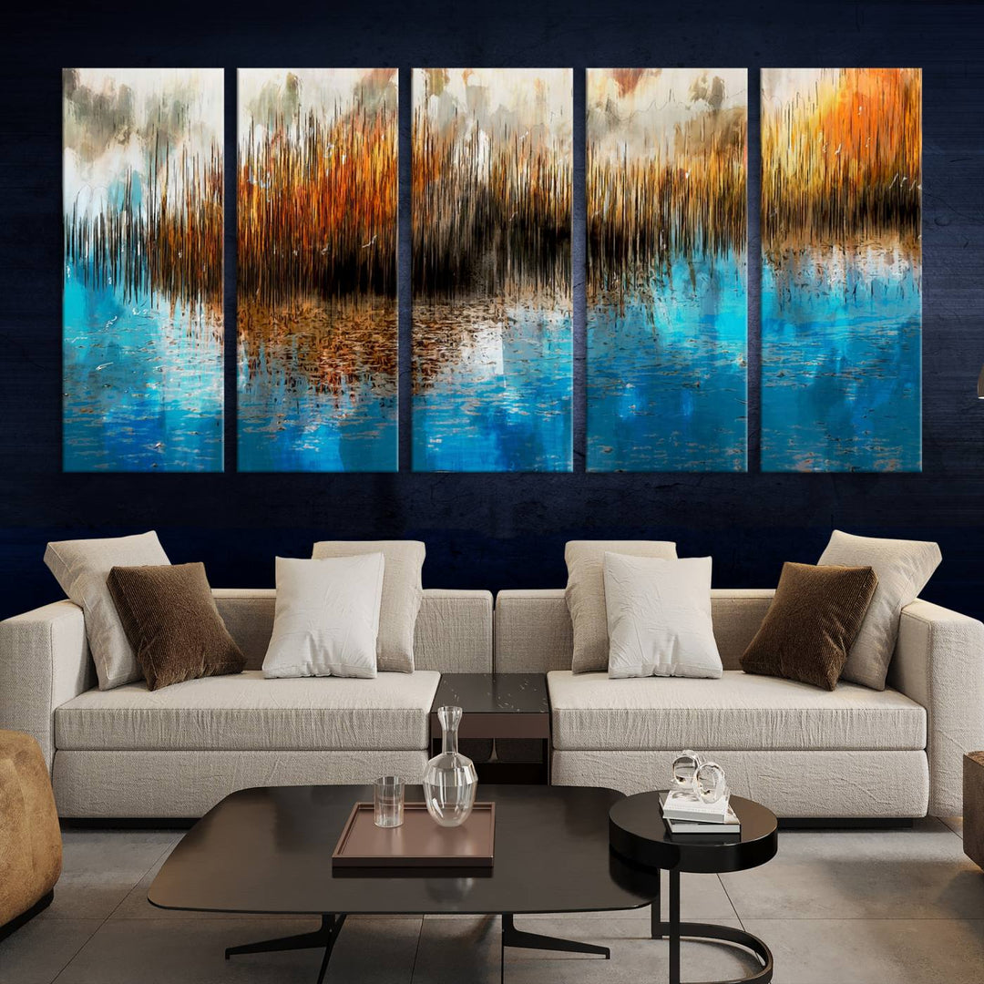 Restful Landscape Art Abstract Lake Canvas Print Wall Art