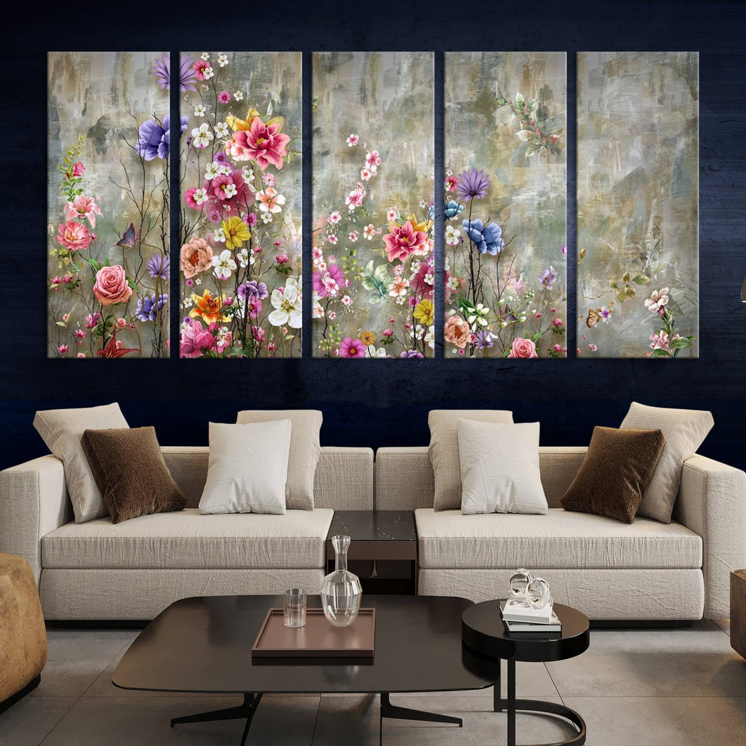 Pintura de flores acogedoras sobre lienzo Arte de pared extra grande Impresión de lienzo floral