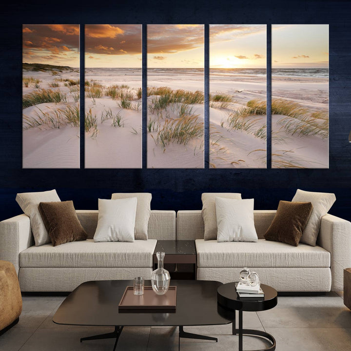 Ocean Beach Wall Art Canvas Print Sunset Artwork Print Coastal Wall Art