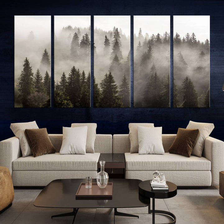 Foggy Forest Wall Art Canvas Print