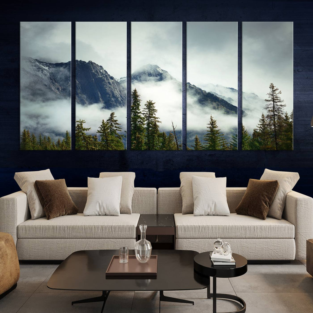 Misty Mountain Forest Wall Art Canvas Print