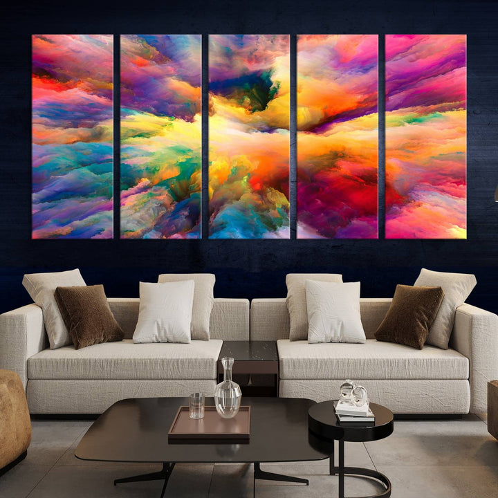 Arte de pared en forma de nube de colores vibrantes y ardientes Lienzo