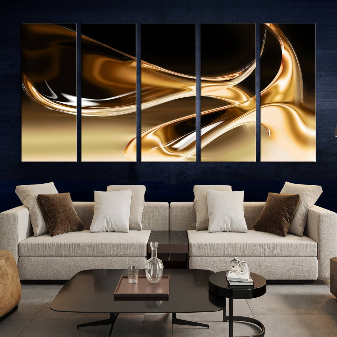 Liquid Glittered Luxury Gold Canvas Wall Art Print