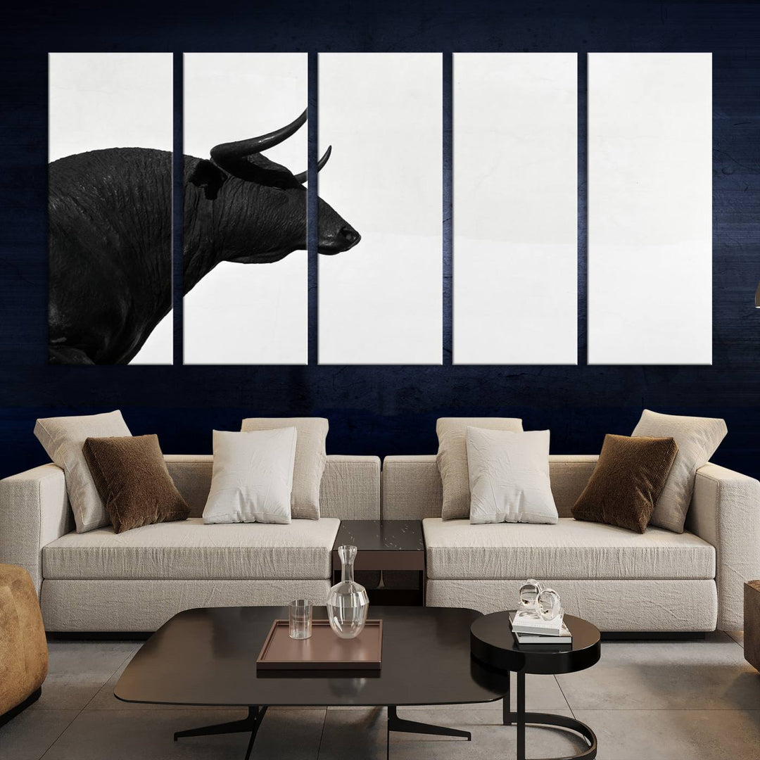 The Spanish Bull Wall Art Canvas Print is crafted on museum-quality canvases and is coated with UV-protective layers for lasting brilliance. It comes ready to hang, effortlessly enhancing your living space.